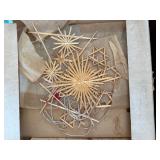 Vintage Christmas Ornament & Nativity Lot Straw Stars Santa Fruit Decor