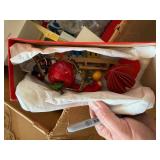 Vintage Christmas Ornament & Nativity Lot Straw Stars Santa Fruit Decor
