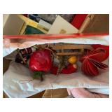 Vintage Christmas Ornament & Nativity Lot Straw Stars Santa Fruit Decor