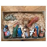 Vintage Christmas Ornament & Nativity Lot Straw Stars Santa Fruit Decor