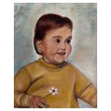 Signed J. Eckert Child Portrait Oil Painting Framed Canvas 22in