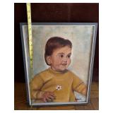 Signed J. Eckert Child Portrait Oil Painting Framed Canvas 22in