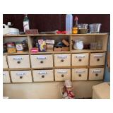 Vintage German Folk Art Toy Grocery Store w Drawers & Accessories and Storage Trunk