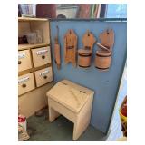Vintage German Folk Art Toy Grocery Store w Drawers & Accessories and Storage Trunk
