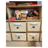Vintage German Folk Art Toy Grocery Store w Drawers & Accessories and Storage Trunk
