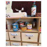 Vintage German Folk Art Toy Grocery Store w Drawers & Accessories and Storage Trunk