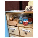 Vintage German Folk Art Toy Grocery Store w Drawers & Accessories and Storage Trunk