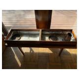 Vintage Mid Century Modern Wood Planter Stand 48in Double Box