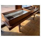 Vintage Mid Century Modern Wood Planter Stand 48in Double Box