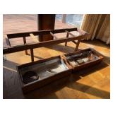 Vintage Mid Century Modern Wood Planter Stand 48in Double Box