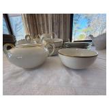 Vintage Eschenbach Roswitha Made in Germany-US-Zone Ivory Porcelain Tea Coffee Set Gold Trim Partial Service