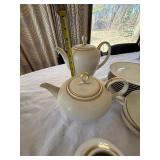 Vintage Eschenbach Roswitha Made in Germany-US-Zone Ivory Porcelain Tea Coffee Set Gold Trim Partial Service