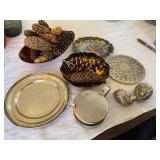 Vintage Silverplate Decor Lot Quail Shakers Inox Jar Tray Trivet