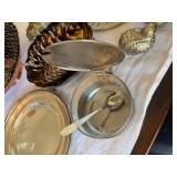 Vintage Silverplate Decor Lot Quail Shakers Inox Jar Tray Trivet