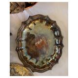 Vintage Silverplate Decor Lot Quail Shakers Inox Jar Tray Trivet