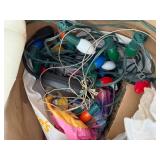 Vintage Christmas Lights & Silver Tree Topper Holiday Decor Lot