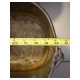 Antique Brass Copper Wash Tub & Oval Bed Warmer 2 Pc Primitive Lot