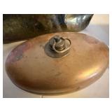 Antique Brass Copper Wash Tub & Oval Bed Warmer 2 Pc Primitive Lot
