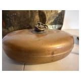 Antique Brass Copper Wash Tub & Oval Bed Warmer 2 Pc Primitive Lot
