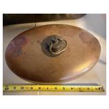 Antique Brass Copper Wash Tub & Oval Bed Warmer 2 Pc Primitive Lot