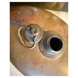 Antique Brass Copper Wash Tub & Oval Bed Warmer 2 Pc Primitive Lot