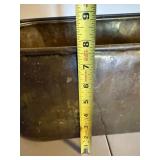 Antique Brass Copper Wash Tub & Oval Bed Warmer 2 Pc Primitive Lot