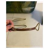 Antique Brass Copper Wash Tub & Oval Bed Warmer 2 Pc Primitive Lot
