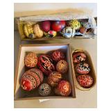 Mixed Hand Decorated Easter Egg Lot Folk Art Pysanky Style Ornaments