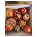 Mixed Hand Decorated Easter Egg Lot Folk Art Pysanky Style Ornaments