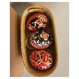 Mixed Hand Decorated Easter Egg Lot Folk Art Pysanky Style Ornaments