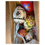Mixed Hand Decorated Easter Egg Lot Folk Art Pysanky Style Ornaments
