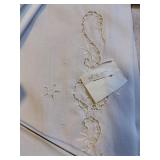 Vintage Damask Linen Tablecloth Lot White Ivory Table Linens 6 Pc