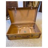 Vintage Hard Shell Suitcase w/ Norddeutscher Lloyd Bremen Label