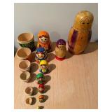 Vintage Wooden Matryoshka Nesting Dolls Lot 7-Piece Set + 2 Extras