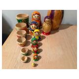 Vintage Wooden Matryoshka Nesting Dolls Lot 7-Piece Set + 2 Extras