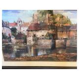 Roger Duvall Framed Village Landscape Print Sonoma Wood Frame