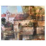 Roger Duvall Framed Village Landscape Print Sonoma Wood Frame