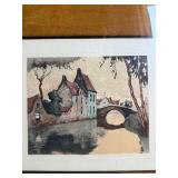 Framed Canal Scene Engraving Print After Cristini in Custom Frame