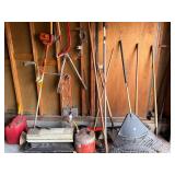 Large Collection of Yard Tools including Husqvarna Weed Trimmer