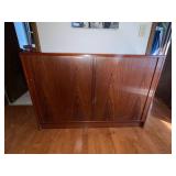 Vintage Rosewood Danish MCM Sliding Tambour Door Credenza Cabinet with Pull Out Drawers for Storage