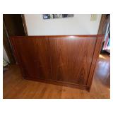 Vintage Rosewood Danish MCM Sliding Tambour Door Credenza Cabinet with Pull Out Drawers for Storage