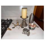 Vintage Barware & Silverplate Decor Lot Shaker Pourers Candle Holder