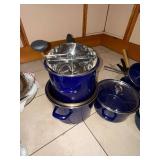 Chantal Blue Enamel Cookware Lot Pots Pans Food Mill Ramekin Used Set