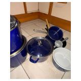 Chantal Blue Enamel Cookware Lot Pots Pans Food Mill Ramekin Used Set
