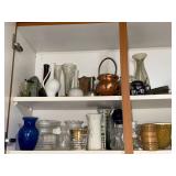 Mixed Vintage Vase & Decorative Glassware Lot Copper Ceramic Glass