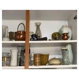 Mixed Vintage Vase & Decorative Glassware Lot Copper Ceramic Glass