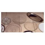Assorted Vintage Serving Pieces Glass Plates Bowls Tray 7pc Lot