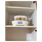 Vintage Kitchen Serveware Lot Enamel Casseroles Pitchers Baking Dish