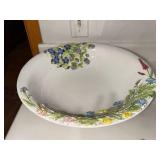 Italian Art Pottery Floral Majolica Centerpiece Bowl 14in Used