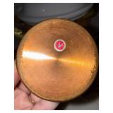 Vintage Copper Tone Casserole Chafer Set w Milk Glass Lid Insert Cups